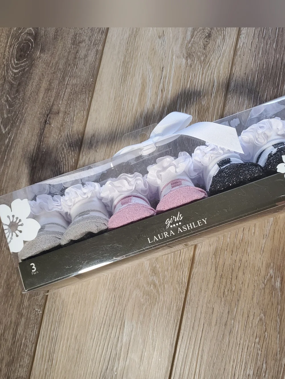Laura Ashley Baby Bootie Sock Set - Pink, Gray, Black, White Sparkly, Ruffle